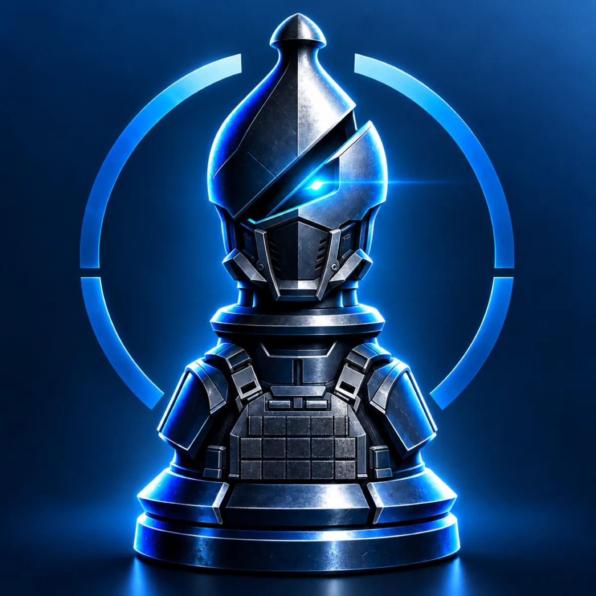 Bishop, the armored chess bishop with a single blue eye, WC's AI