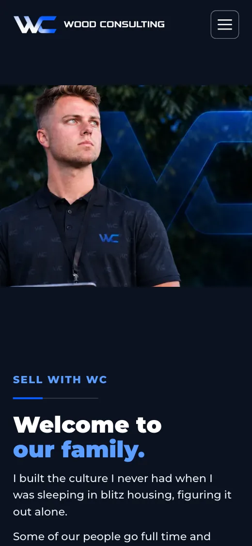 WC's own recruiting page on a phone